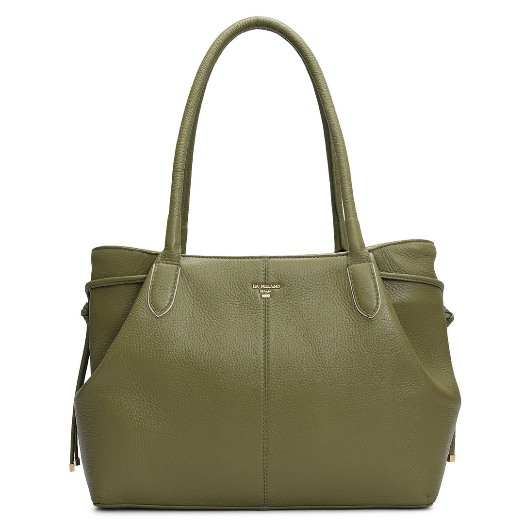 Medium Wax Leather Tote - Fern