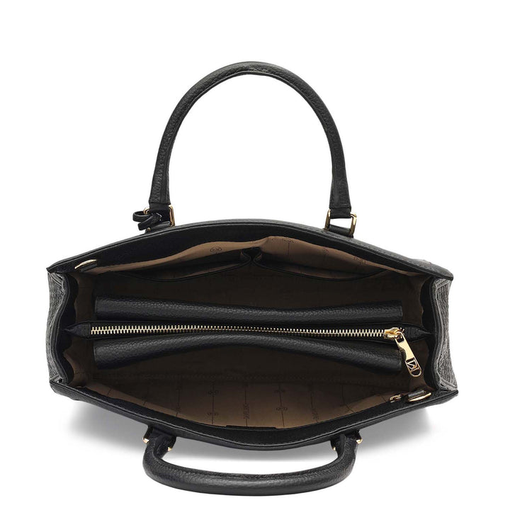 Medium Mat Wax Leather Book Tote - Black