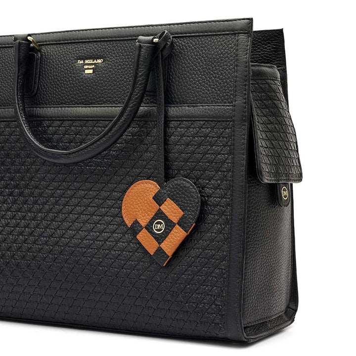 Medium Mat Wax Leather Book Tote - Black