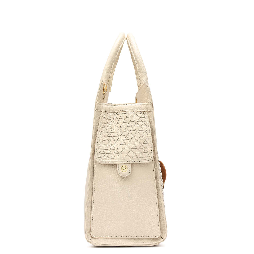 Medium Mat Wax Leather Book Tote - Marshmallow