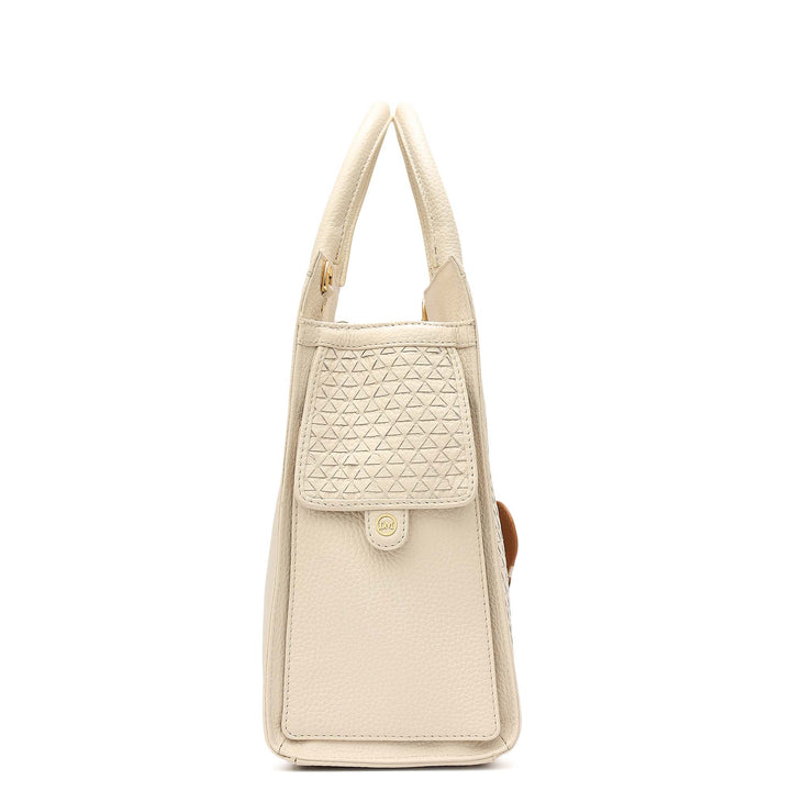 Medium Mat Wax Leather Book Tote - Marshmallow