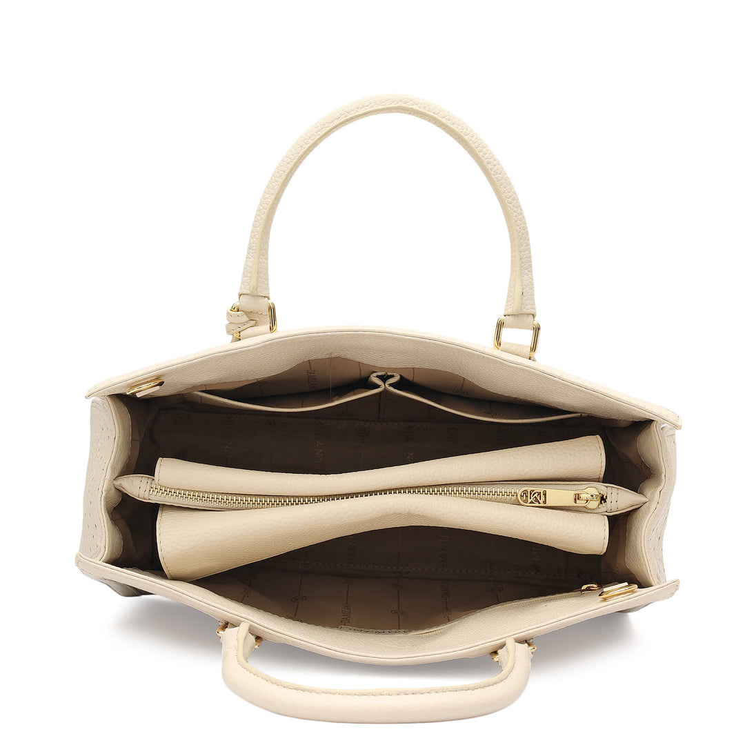 Medium Mat Wax Leather Book Tote - Marshmallow