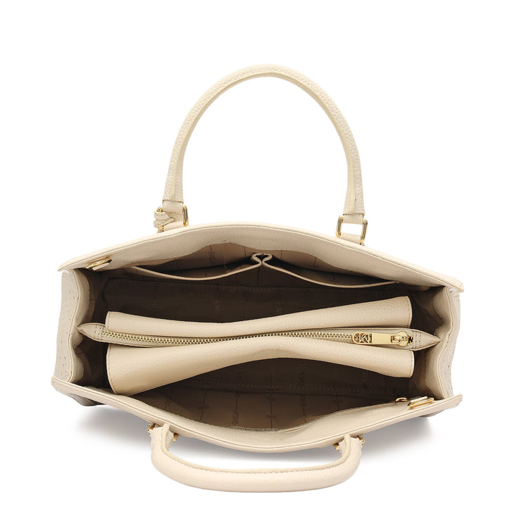 Medium Mat Wax Leather Book Tote - Marshmallow