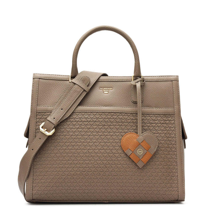 Medium Mat Wax Leather Book Tote - Smoke Grey