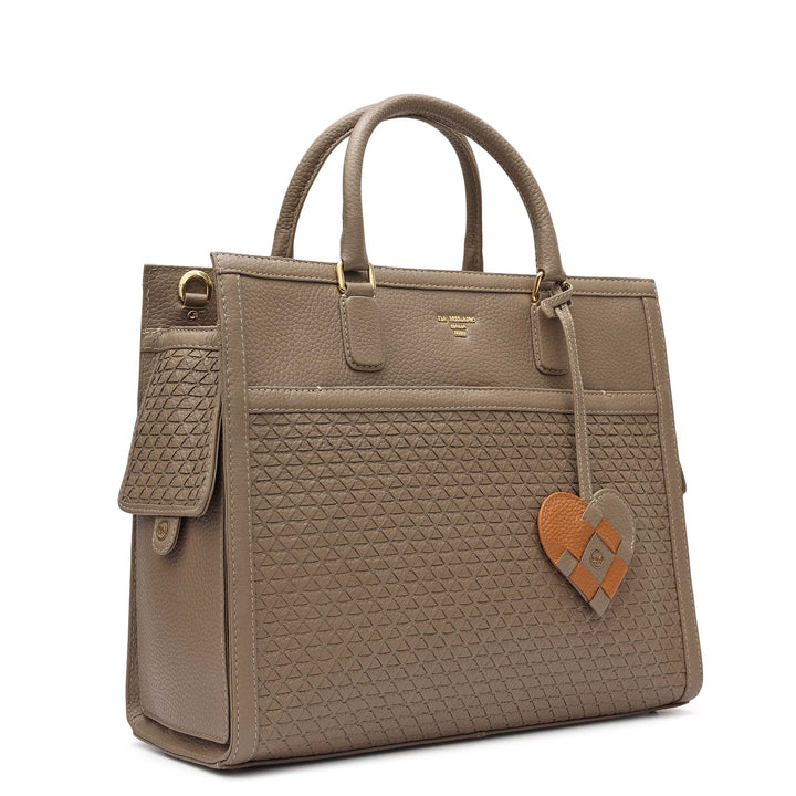 Medium Mat Wax Leather Book Tote - Smoke Grey