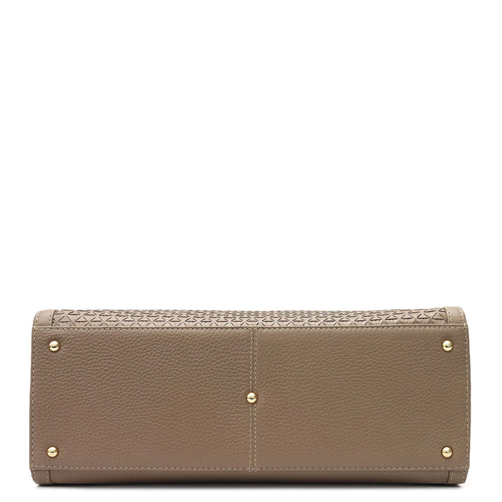 Medium Mat Wax Leather Book Tote - Smoke Grey