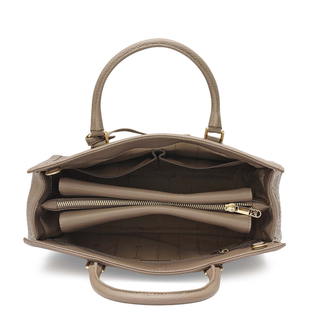 Medium Mat Wax Leather Book Tote - Smoke Grey