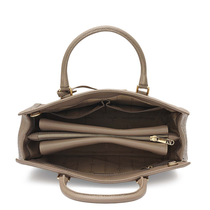 Medium Mat Wax Leather Book Tote - Smoke Grey