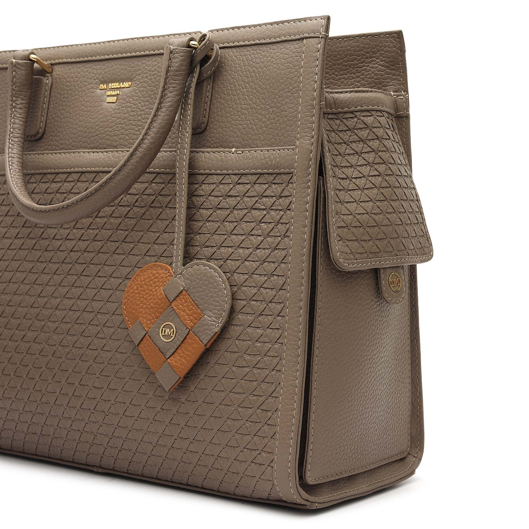 Medium Mat Wax Leather Book Tote - Smoke Grey