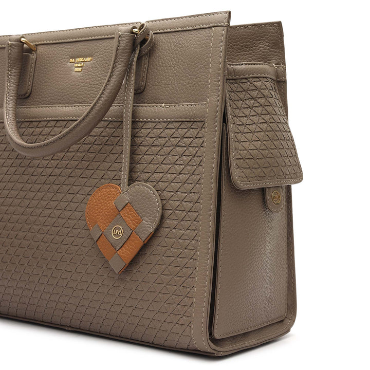 Medium Mat Wax Leather Book Tote - Smoke Grey