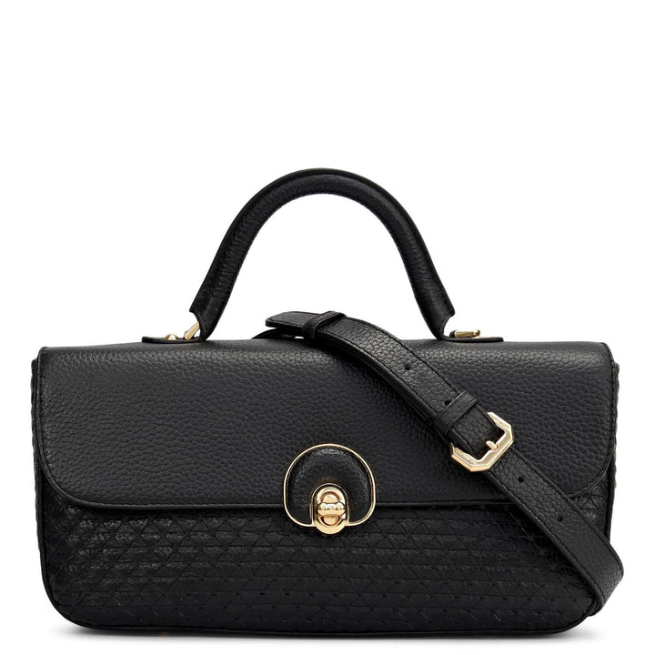 Small Mat Wax Leather Satchel - Black