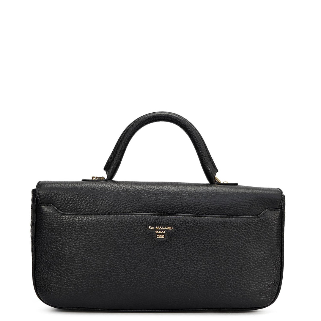 Small Mat Wax Leather Satchel - Black