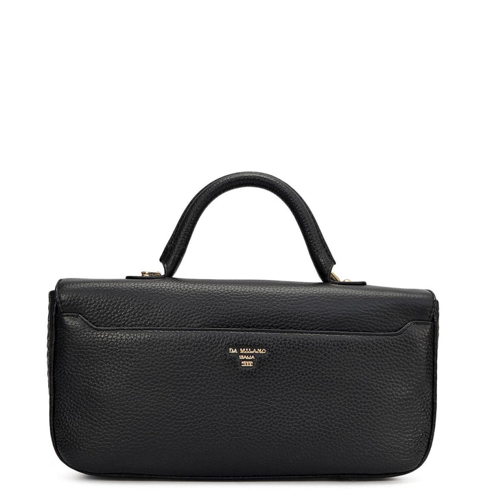 Small Mat Wax Leather Satchel - Black