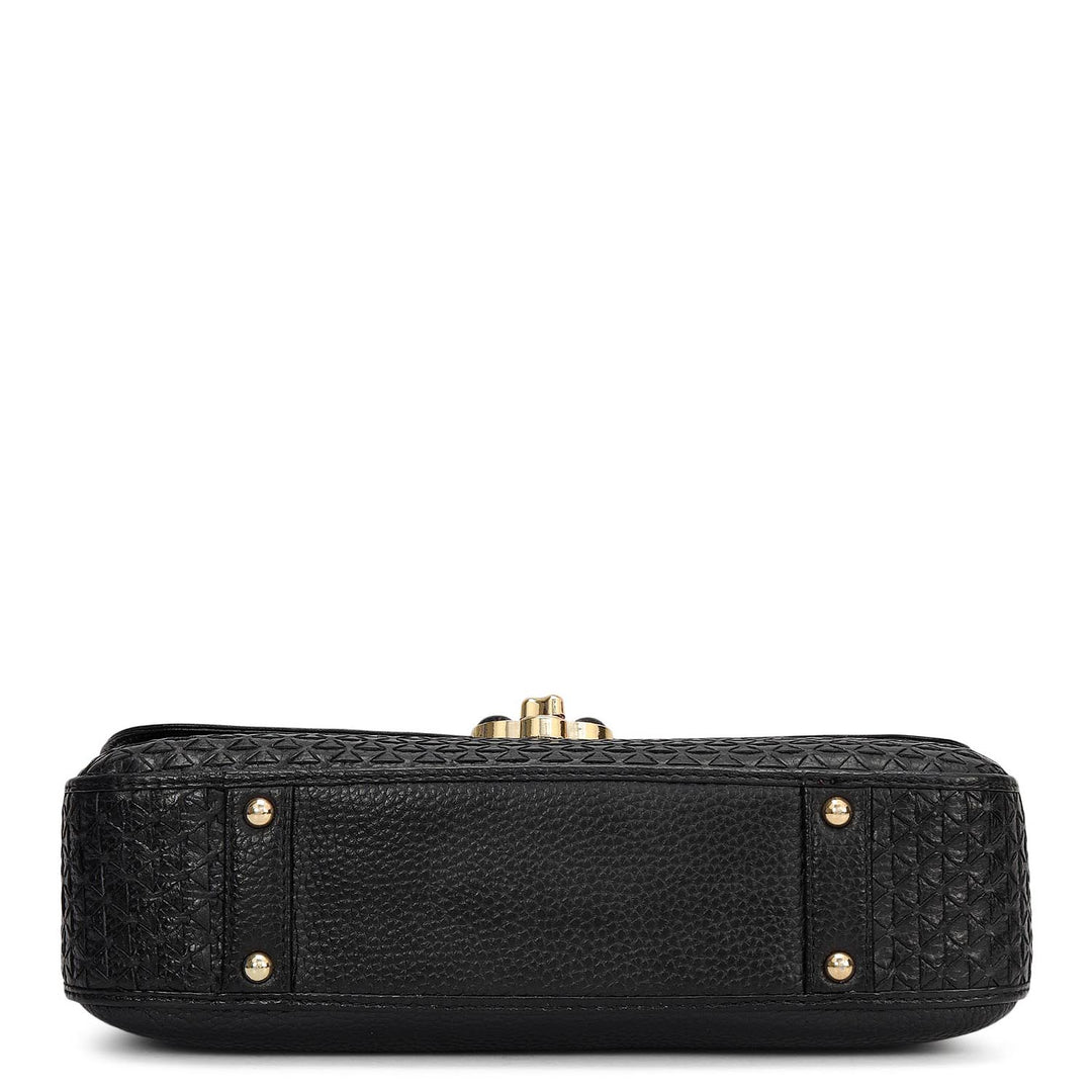 Small Mat Wax Leather Satchel - Black