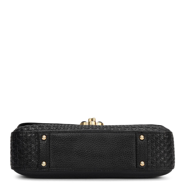 Small Mat Wax Leather Satchel - Black