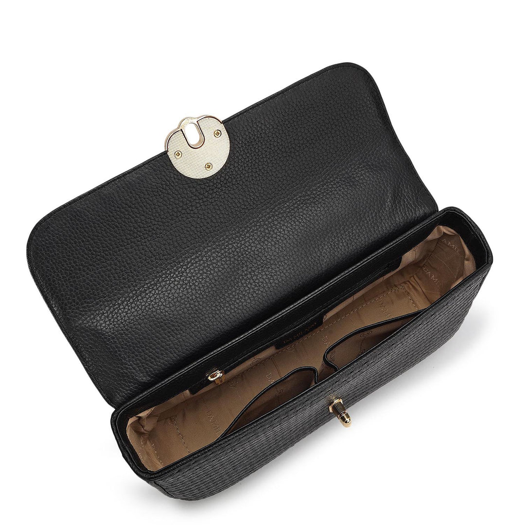 Small Mat Wax Leather Satchel - Black