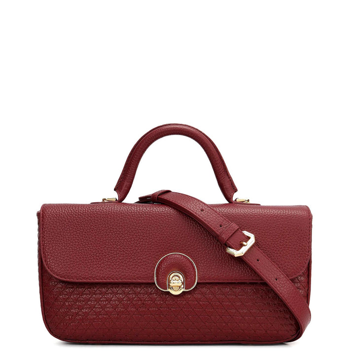 Small Mat Wax Leather Satchel - Cherry