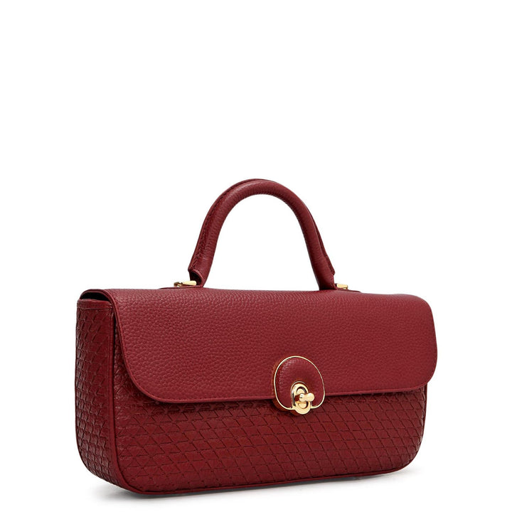 Small Mat Wax Leather Satchel - Cherry