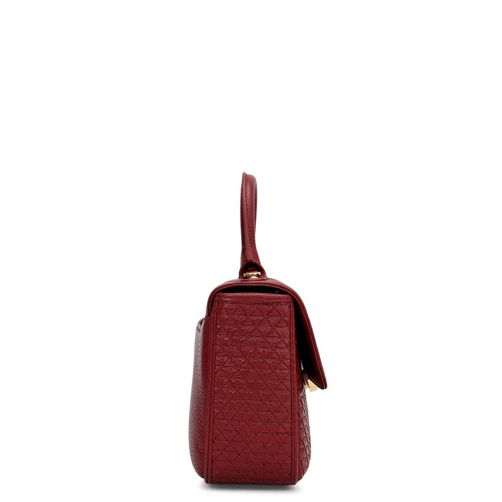Small Mat Wax Leather Satchel - Cherry