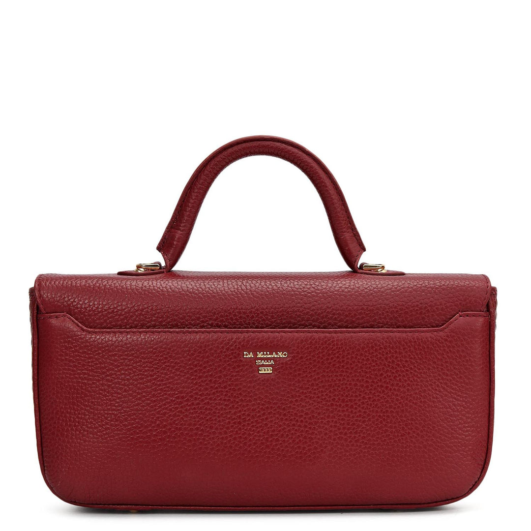 Small Mat Wax Leather Satchel - Cherry