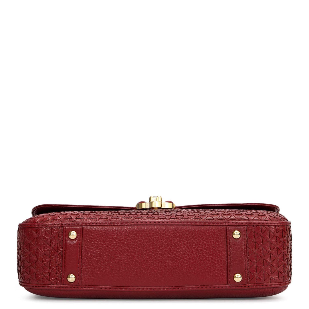 Small Mat Wax Leather Satchel - Cherry