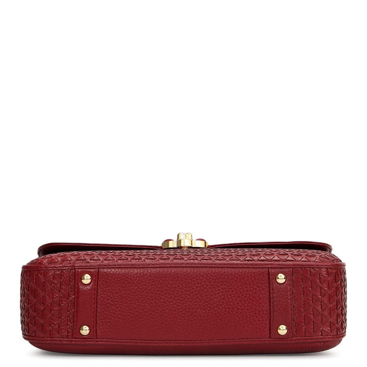 Small Mat Wax Leather Satchel - Cherry