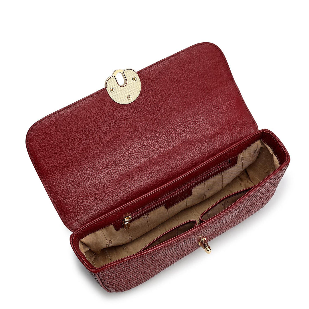 Small Mat Wax Leather Satchel - Cherry