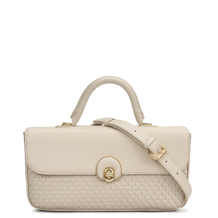 Small Mat Wax Leather Satchel - Marshmallow