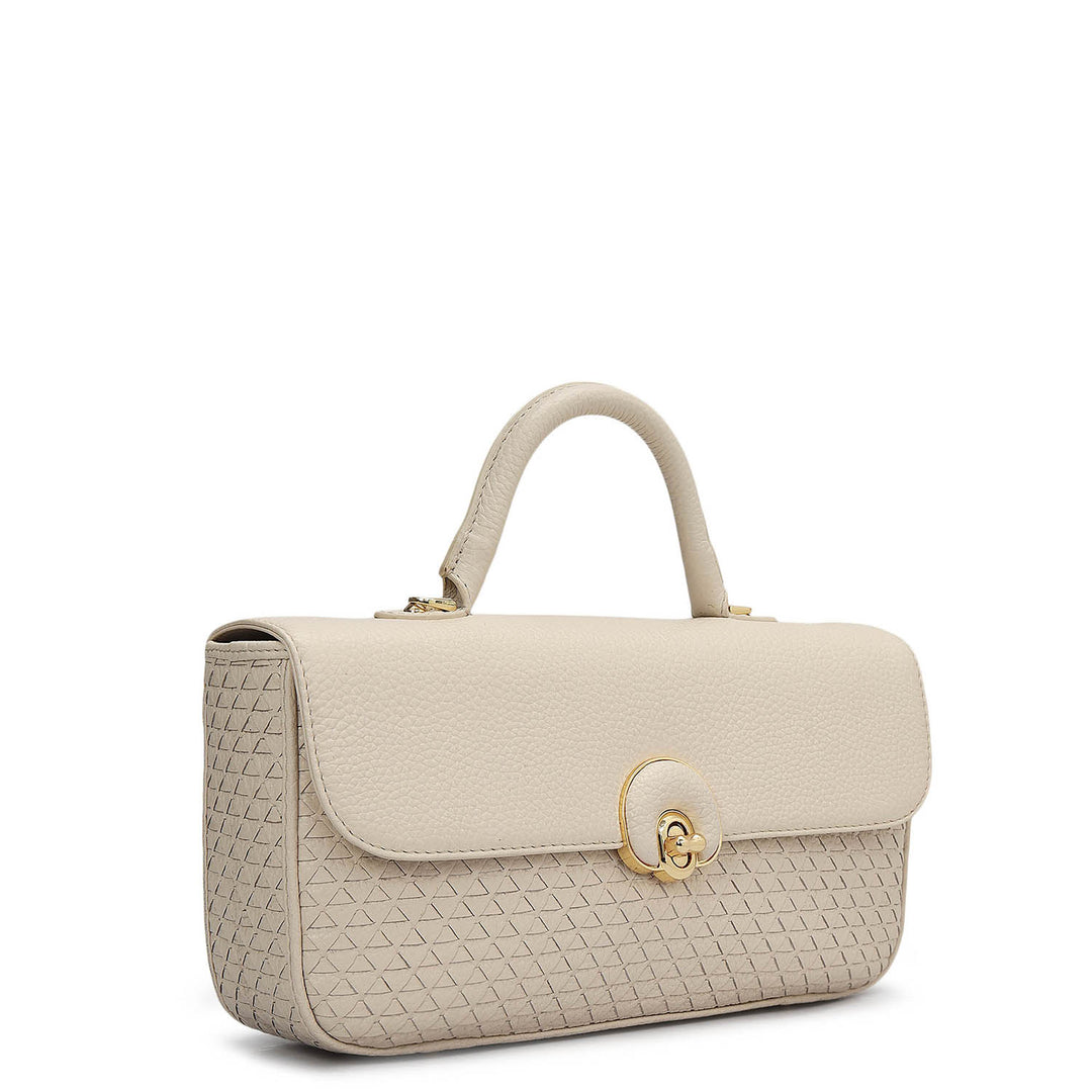 Small Mat Wax Leather Satchel - Marshmallow