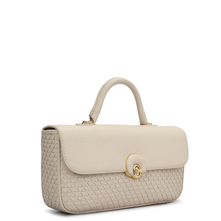 Small Mat Wax Leather Satchel - Marshmallow