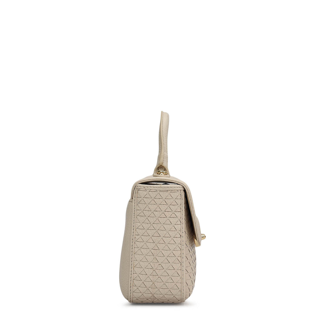 Small Mat Wax Leather Satchel - Marshmallow