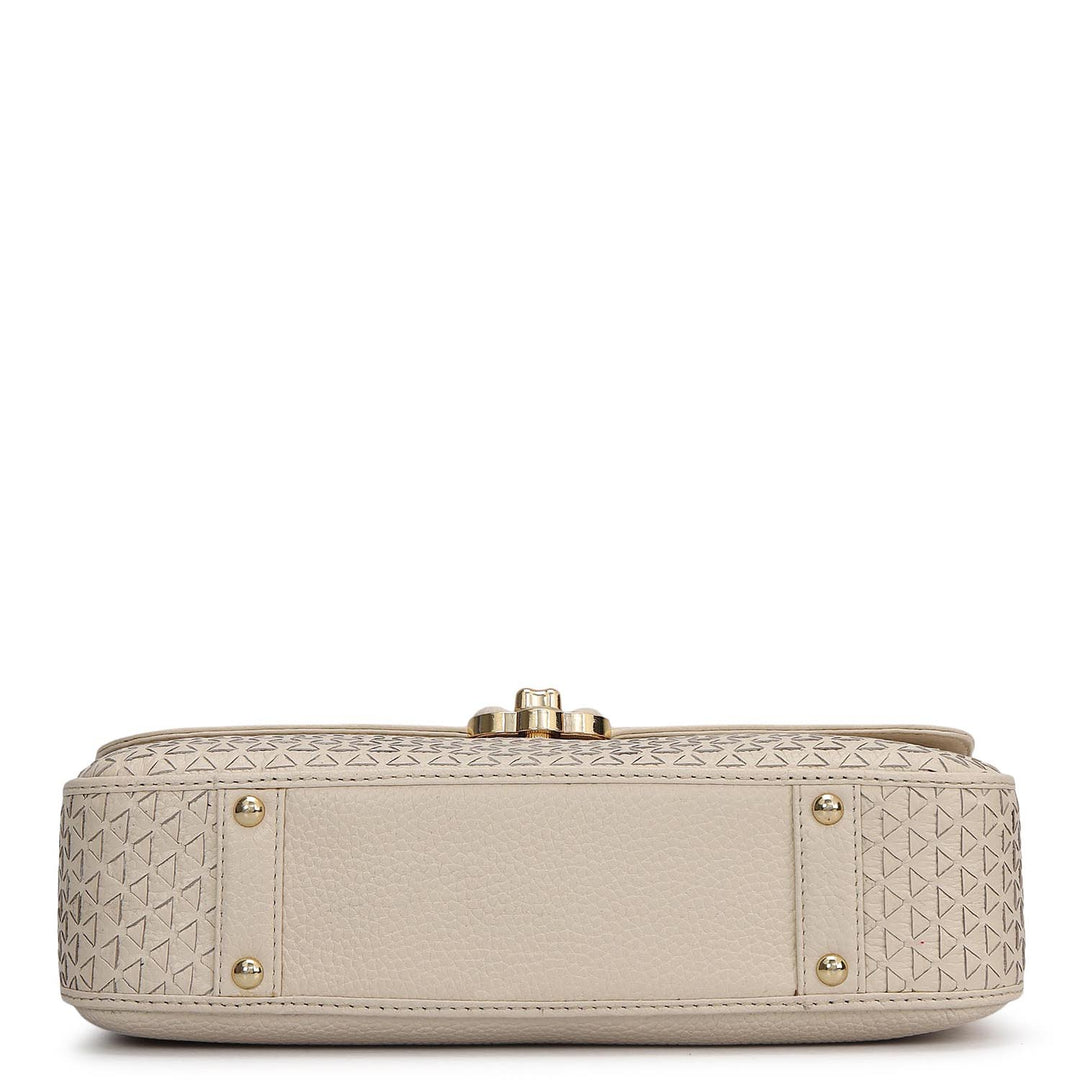 Small Mat Wax Leather Satchel - Marshmallow