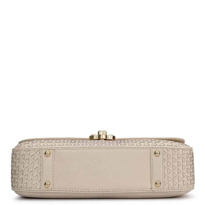 Small Mat Wax Leather Satchel - Marshmallow