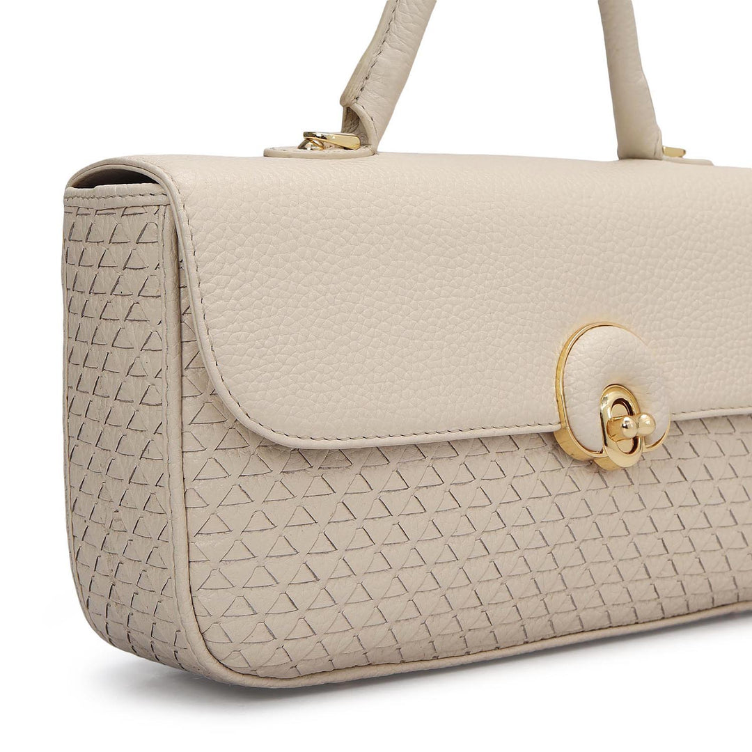 Small Mat Wax Leather Satchel - Marshmallow