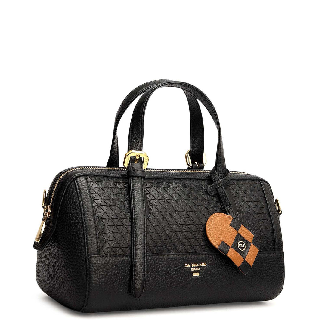 Small Mat Wax Leather Bowler - Black