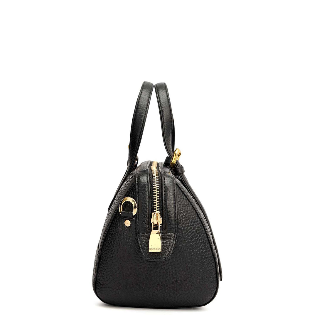 Small Mat Wax Leather Bowler - Black