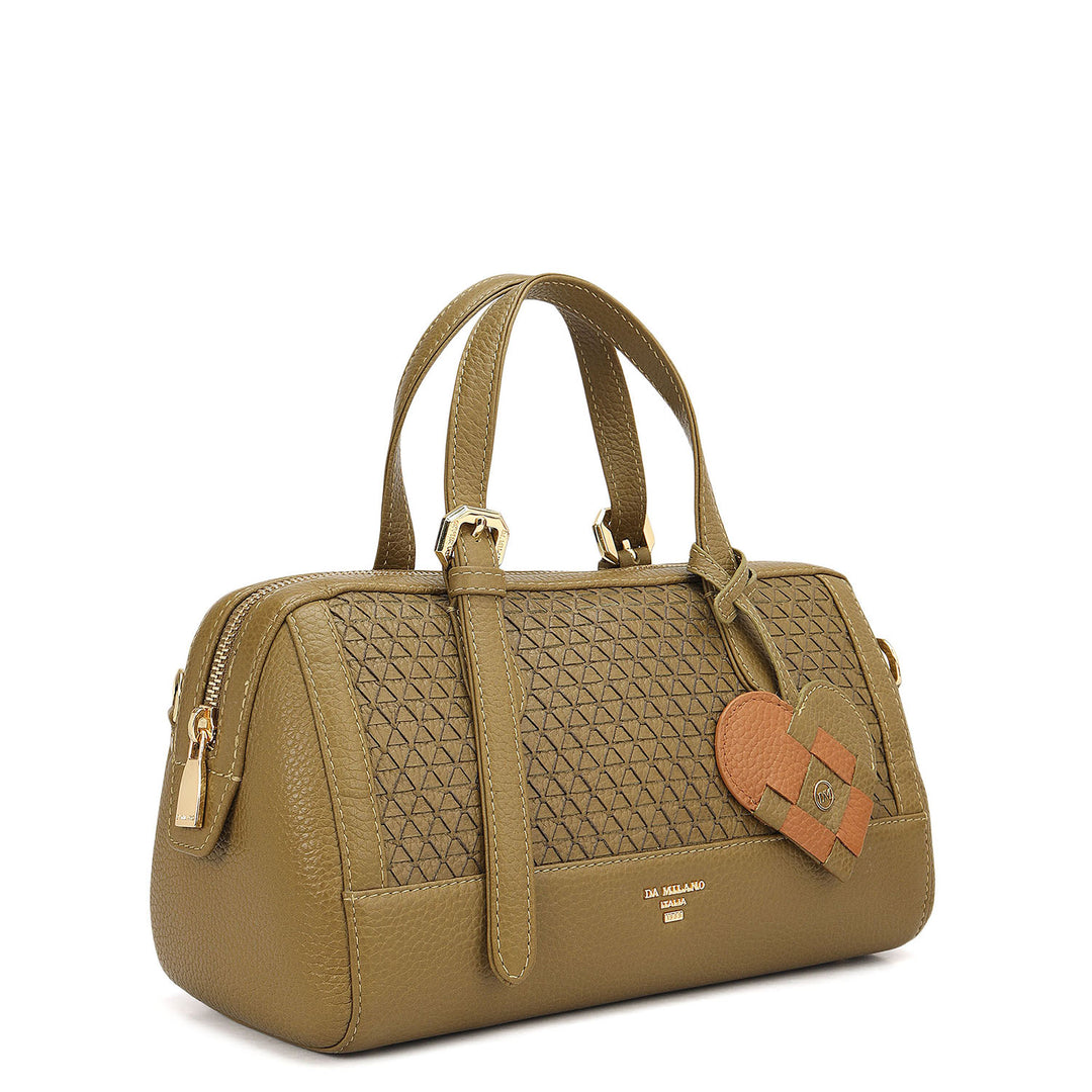 Small Mat Wax Leather Bowler - Lime