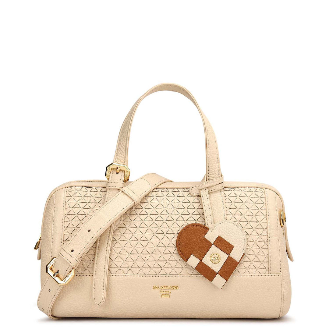 Small Mat Wax Leather Bowler - Marshmallow