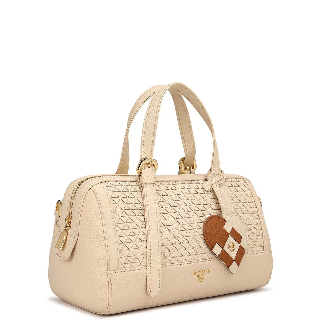 Small Mat Wax Leather Bowler - Marshmallow