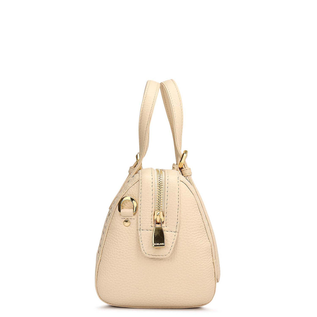 Small Mat Wax Leather Bowler - Marshmallow