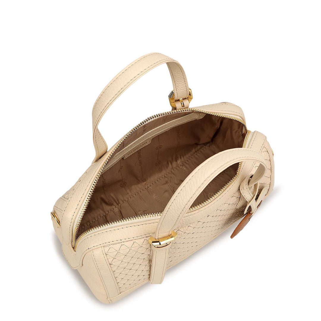 Small Mat Wax Leather Bowler - Marshmallow