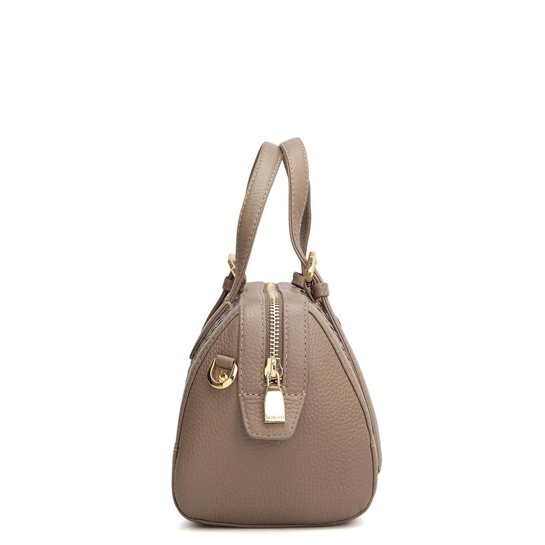 Small Mat Wax Leather Bowler - Smoke Grey