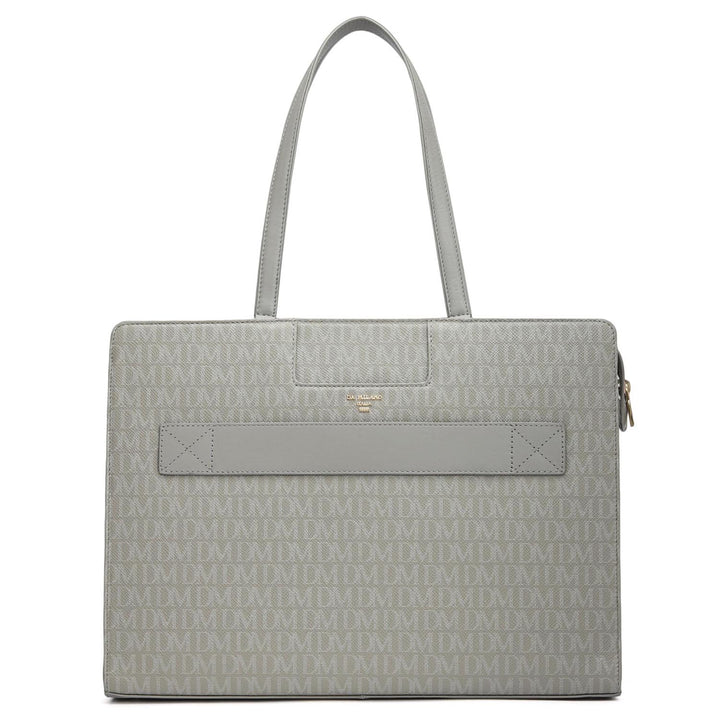 Siena Monogram Leather Shoulder Bag - Stone Grey