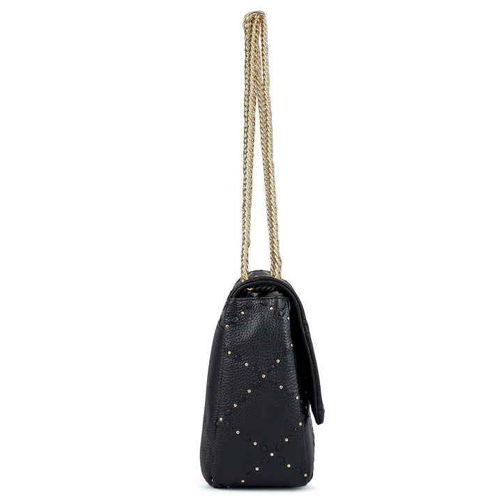 Serena Wax Leather Shoulder Bag - Black