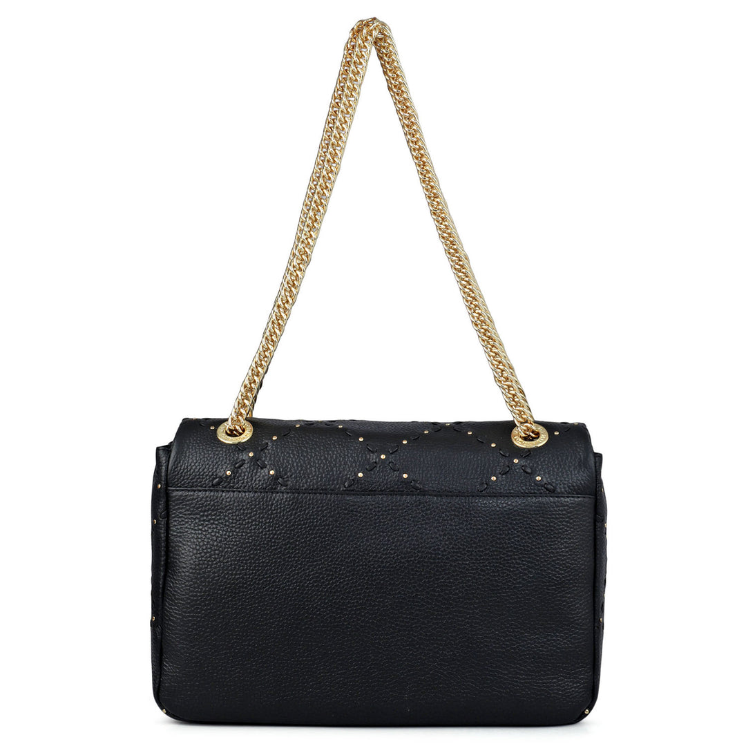 Serena Wax Leather Shoulder Bag - Black