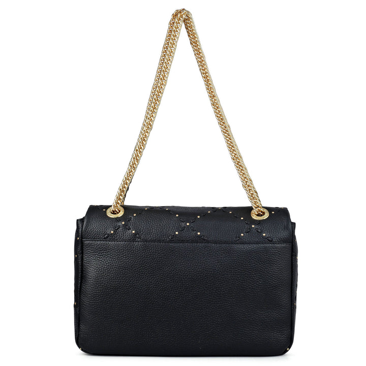 Serena Wax Leather Shoulder Bag - Black