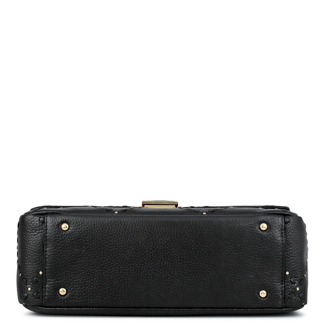 Serena Wax Leather Shoulder Bag - Black