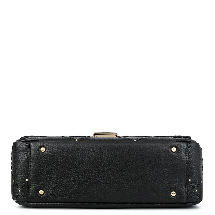 Serena Wax Leather Shoulder Bag - Black