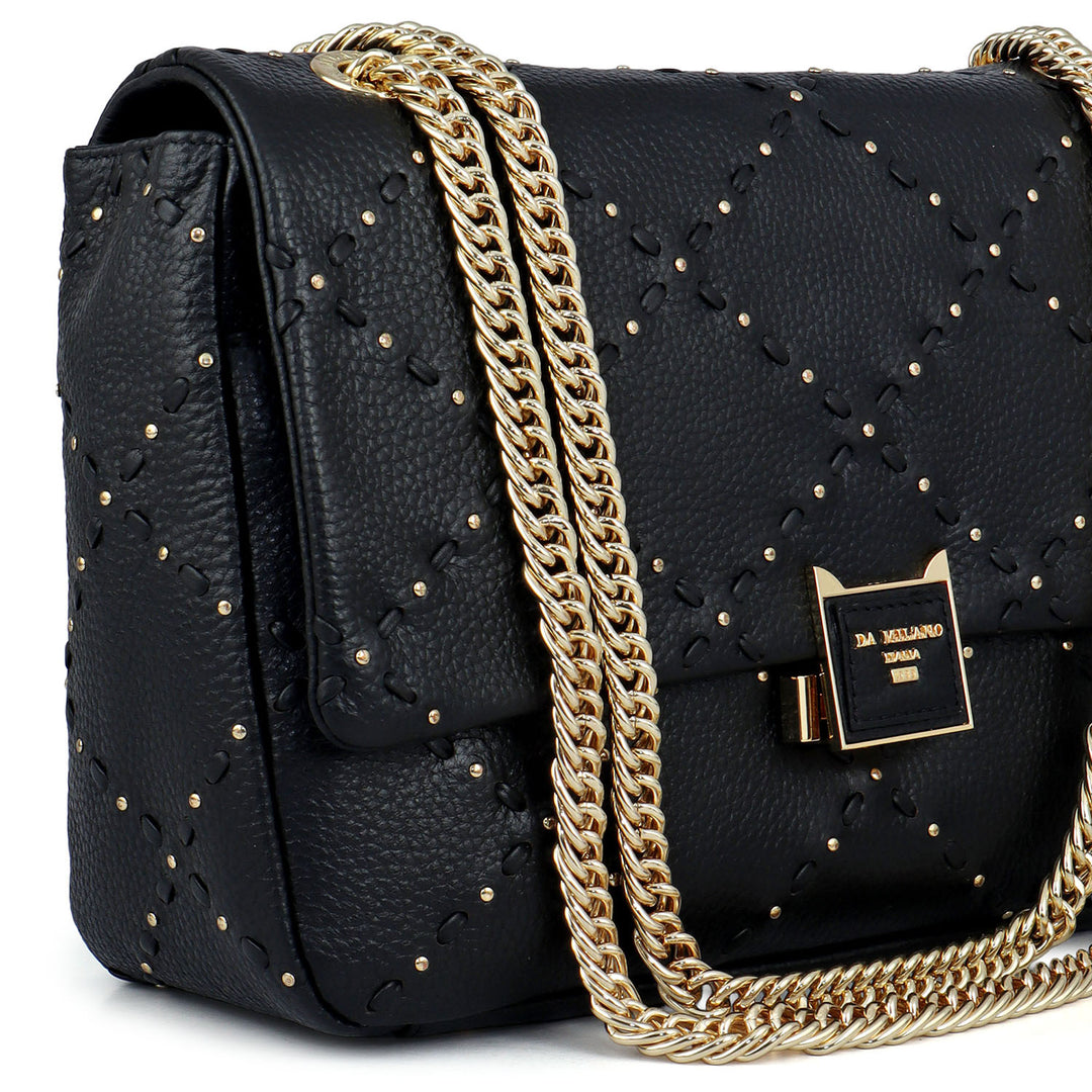 Serena Wax Leather Shoulder Bag - Black