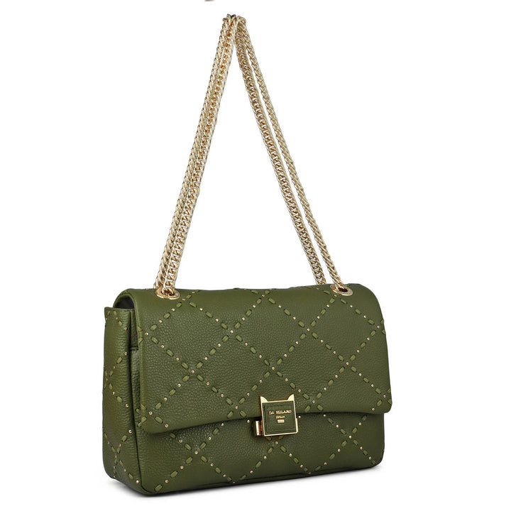 Serena Wax Leather Shoulder Bag - Fern